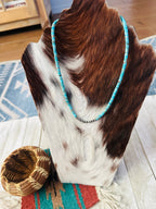 Handcrafted Turquoise & Sterling Silver Pearl Beaded Necklace 18"