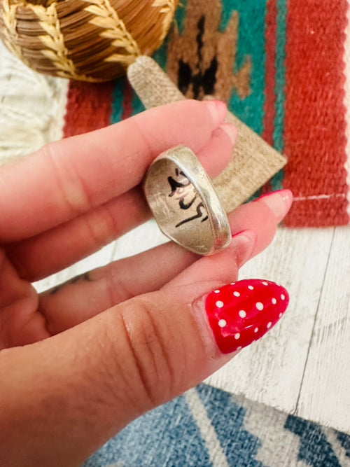 Old Pawn Navajo Sterling Silver & Multi Stone Inlay Ring Size 12