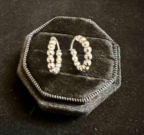 Petite Beaded Hoop Earrings w/ Lever Back