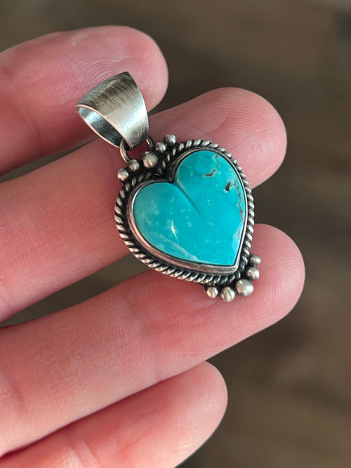 Navajo Sterling Silver Electric Rainbow Mini Heart Pendants by Bernyse Chavez