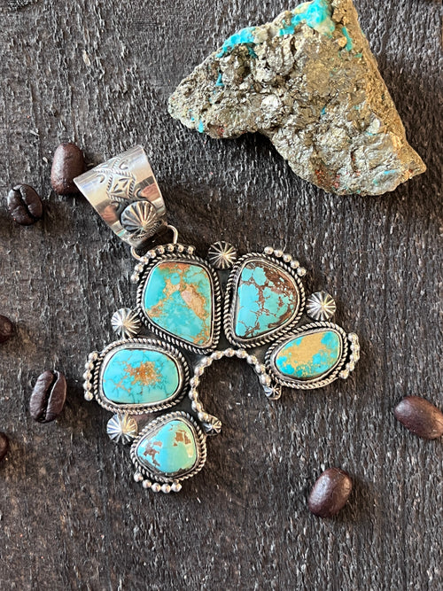 Handcrafted Sterling Silver and Royston Turquoise Naja Pendant by Rosella Paxson