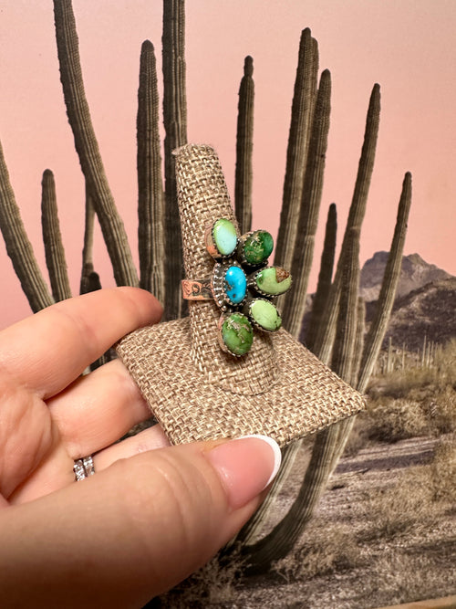 Handmade Sonoran Turquoise And Sterling Silver Adjustable Crescent Ring