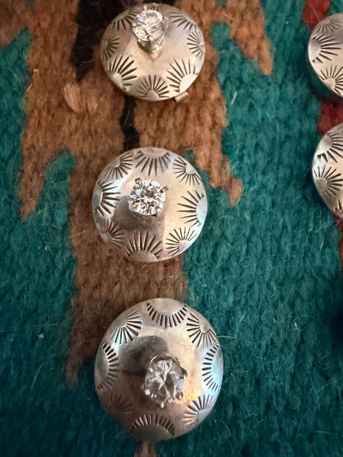 Handcrafted Vintage Old Pawn Sterling Silver and CZ Button Covers