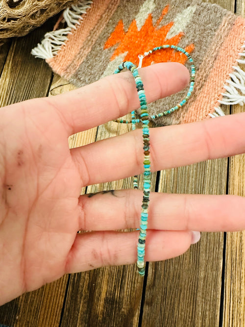 Navajo Turquoise and Sterling Silver Beaded Necklace 20”