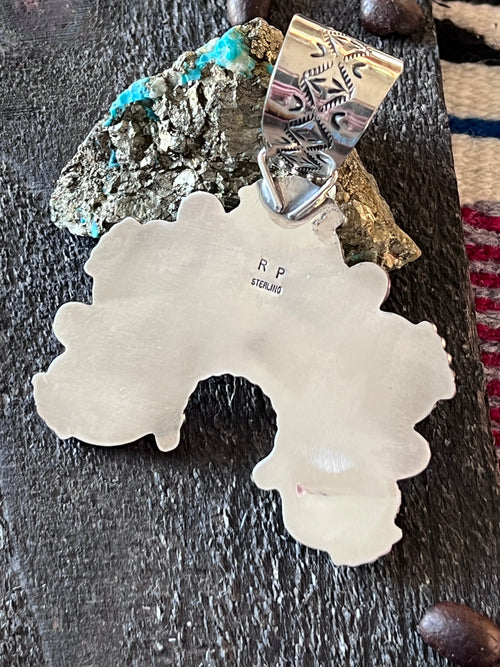 Handcrafted Sterling Silver and Royston Turquoise Naja Pendant by Rosella Paxson