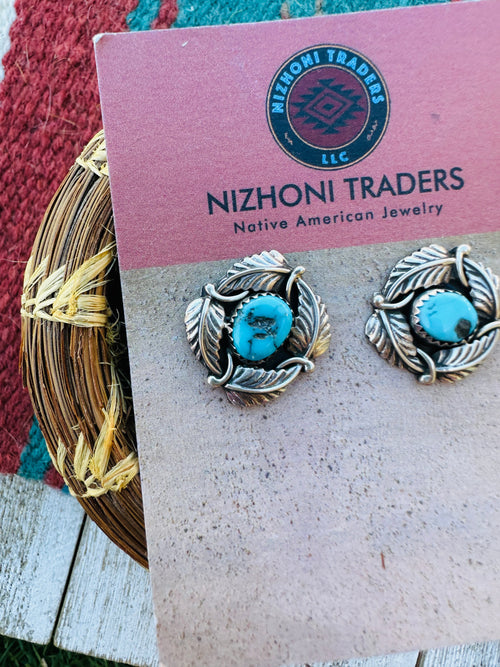 Handcrafted Old Pawn Sterling Silver & Turquoise Post Earrings