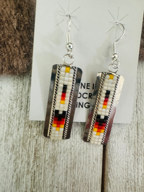 Navajo Handmade Multicolor Beaded Dangle Earrings