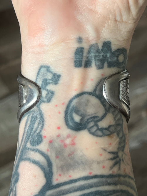 Vintage Cast Sterling Silver and Turquoise Flower Motif Cuff Bracelet