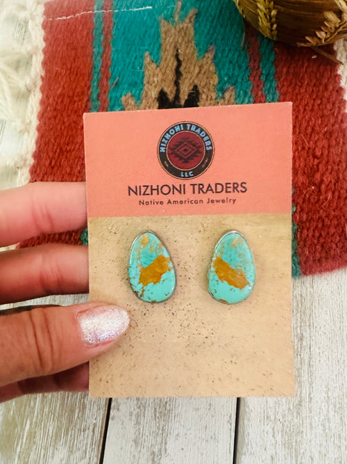 Navajo Royston Turquoise and Sterling Silver Stud Earrings