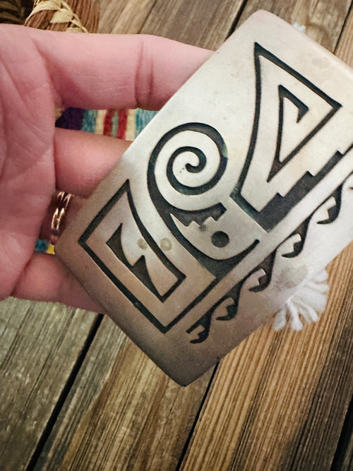 Handcrafted Vintage Old Pawn Sterling Silver Overlay Belt Buckle