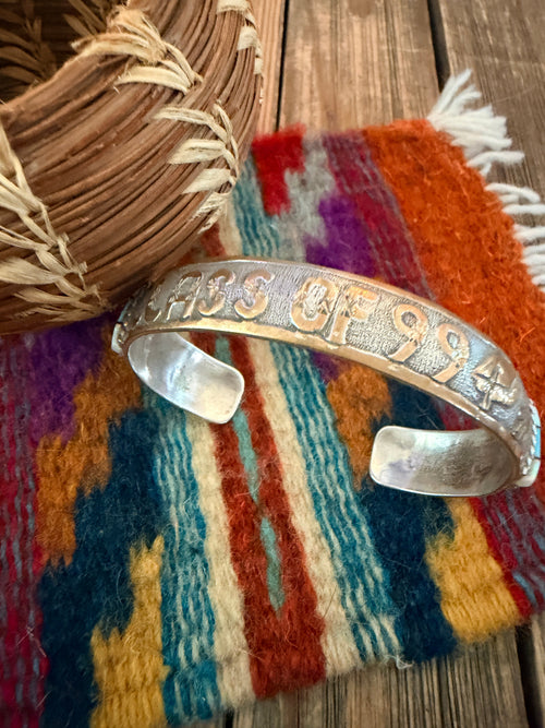 Handcrafted Old Pawn Gold Plated Sterling Silver, Opal & Turquoise Class of 99 Cuff Bracelet