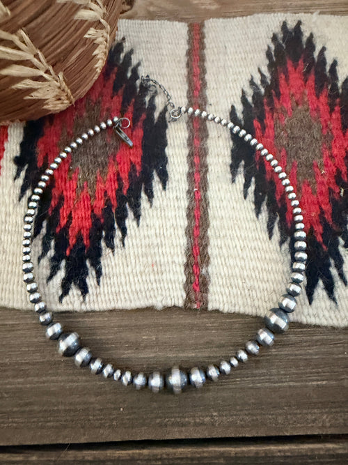 Handcrafted Sterling Silver Pearl Beaded Wrap Choker Necklace