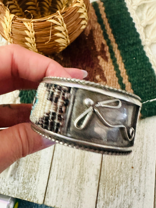 Old Pawn Navajo Sterling Silver & Multi Stone Beaded Cuff Bracelet