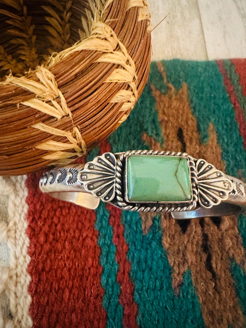 Handcrafted Old Pawn Sterling Silver & Turquoise Cuff Bracelet