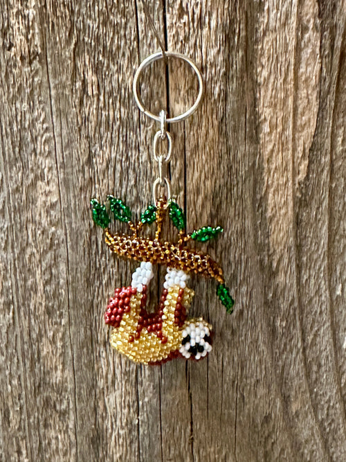 Handmade Beaded Sloth Keychain
