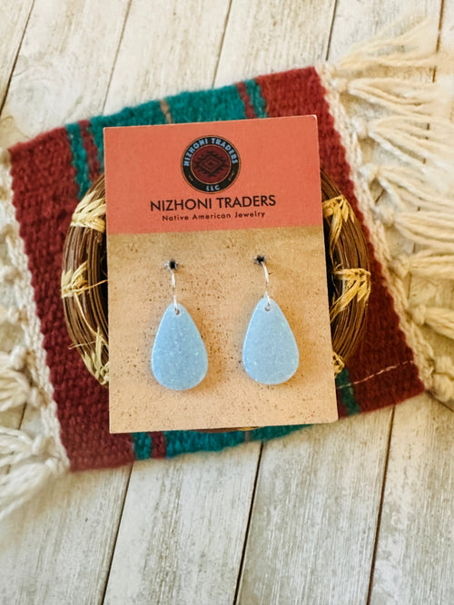 Navajo Summer Lovin’ Sterling Silver & Blue Opal Teardrop Dangle Earrings