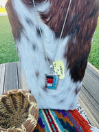 Old Pawn Handcrafted Sterling Silver and Multi Stone Inlay Necklace