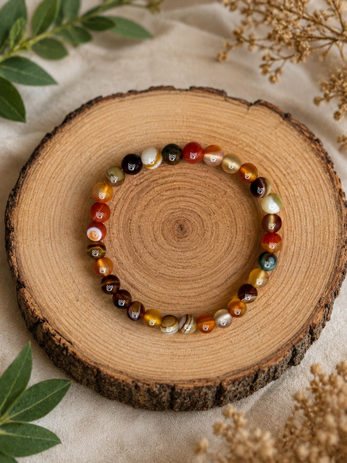 Red Agate 6mm beaded stretch bracelet