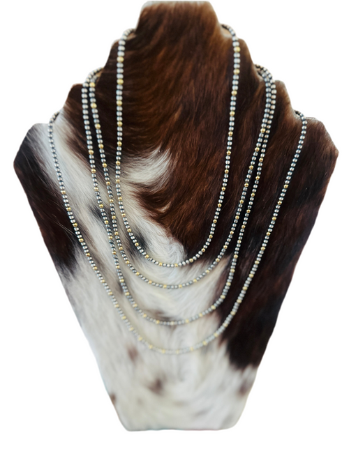 Navajo Sterling Silver & Gold Beaded Necklace