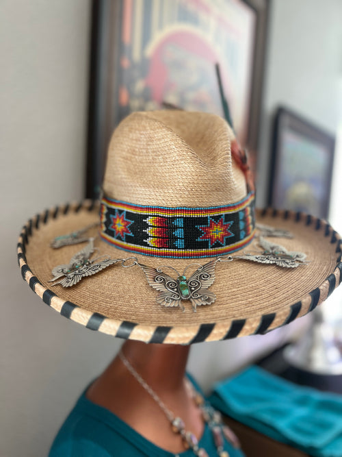 Lee Charley Handcrafted Sterling Silver and Turquoise Butterfly Lover’s Link Necklace, Belt or Hat Adornment