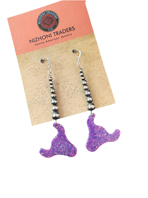 Summer Lovin’ Navajo Sterling Silver Pearl Beaded Opal Bull Head Dangle Earrings
