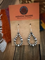 Handcrafted Sterling Silver Pearl Beaded Dangle Hoop Earrings