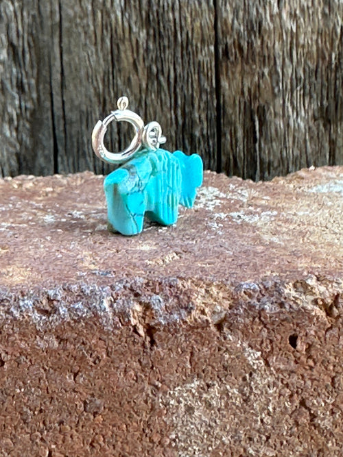 Zuni Hand Carved Turquoise Buffalo Charm