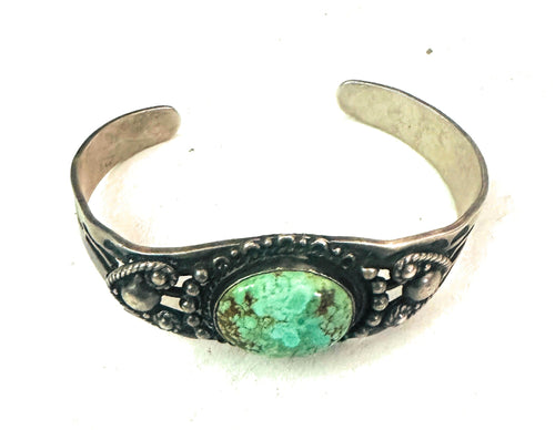 Old Pawn Navajo Sterling Silver & Turquoise Cuff Bracelet