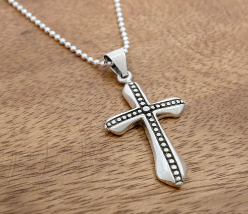 Bead Row Cross Necklace