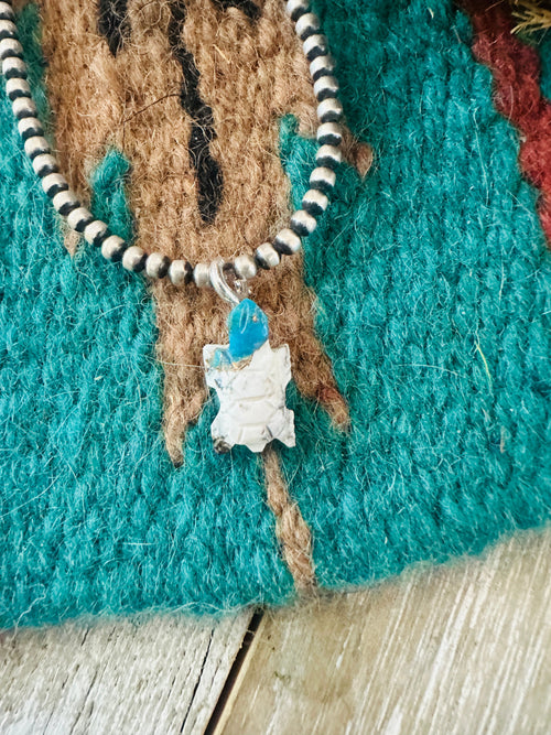 Navajo Hand Carved Blue Mojave Turtle Charm