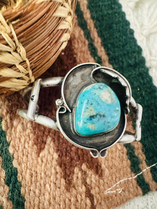 Old Pawn Navajo Turquoise & Sterling Silver Cuff Bracelet