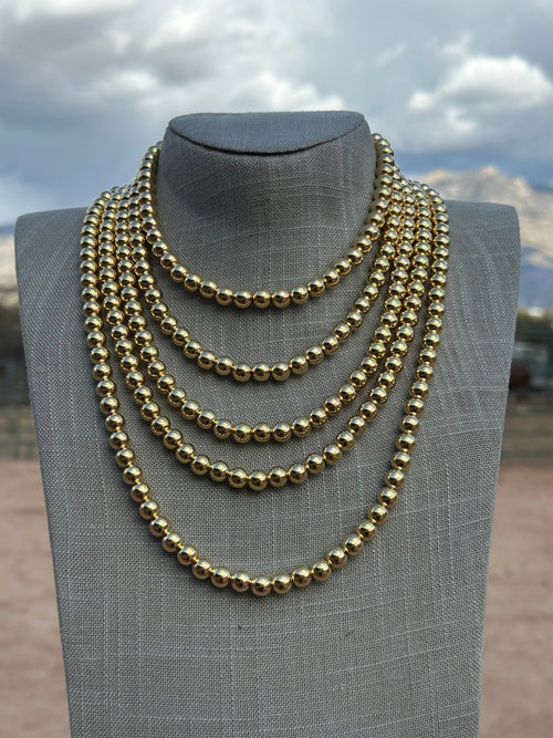 Navajo 14kt Gold Overlay & Sterling Silver Beaded 8mm Necklace