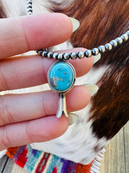 Handcrafted Turquoise & Sterling Silver Beaded Blossom Necklace