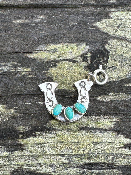 Sterling Silver and 3 Stone Turquoise Naja Charm