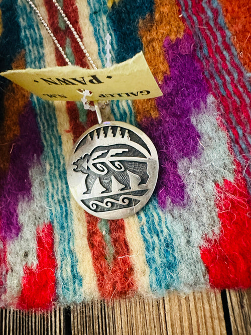 Old Pawn Handcrafted Sterling Silver Overlay Bear Pendant