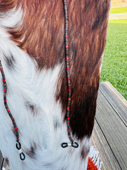 Handcrafted Coral & Heishi Beaded Glasses Strap