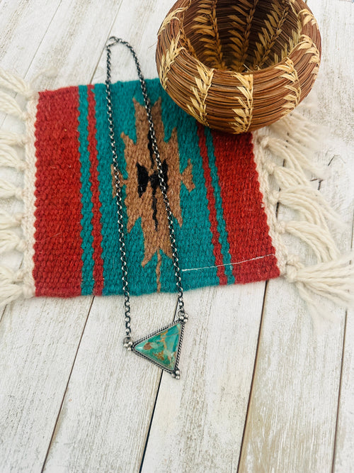 Navajo Sterling Silver & Royston Turquoise Triangle Necklace