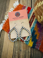 Handcrafted Sterling Silver Pearl Beaded Dangle Hoop Earrings