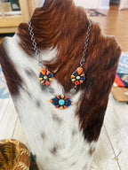 Old Pawn Handcrafted Multi Stone & Sterling Silver Cluster Necklace by Sheila Becenti