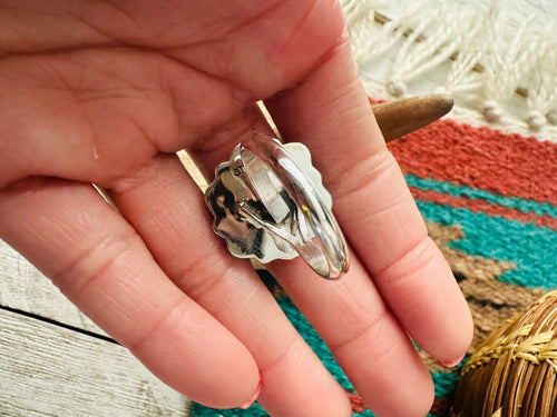 Navajo Sterling Silver & Queen Pink Conch Cluster Adjustable Ring