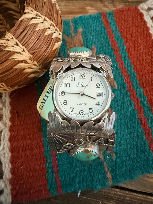 Handcrafted Old Pawn Turquoise & Sterling Silver Watch Cuff