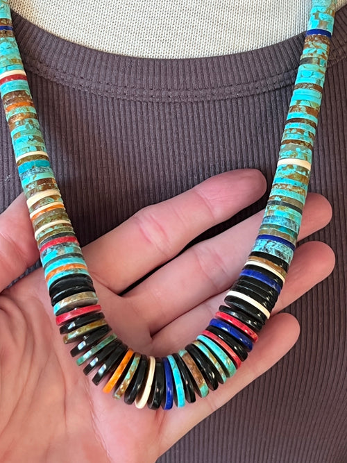 Ronald Chavez Handcrafted Multistone Heishi Beaded Santo Domingo Necklace, #2