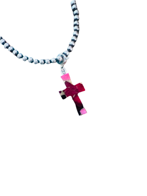Navajo Hand Carved Rose Dahlia Cross Charm