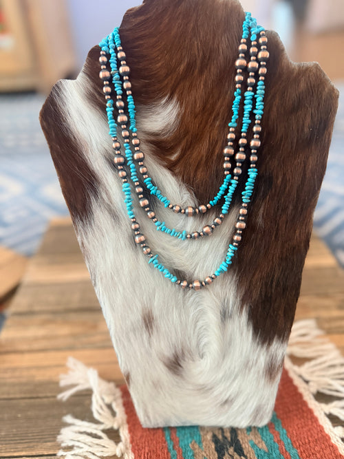 Handcrafted Turquoise & Copper Beaded Necklace