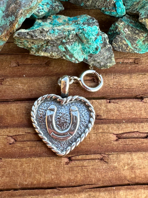 Sterling Silver and Heart  Horseshoe Charm