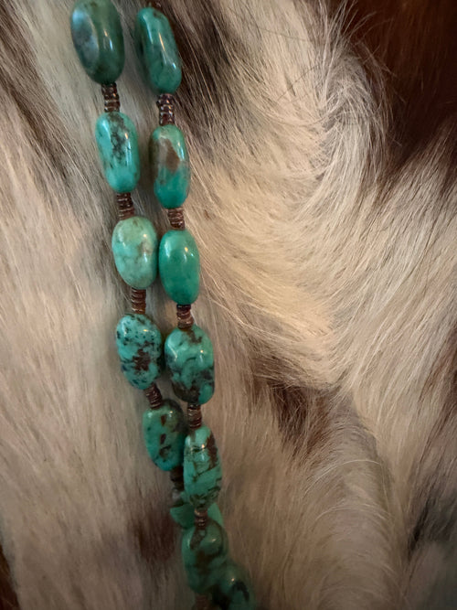 Old Pawn Handcrafted Turquoise Double-Strand Beaded 28” Necklace