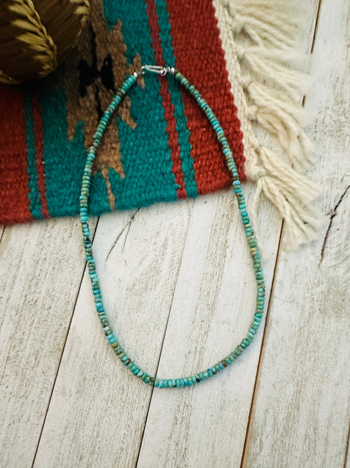 Navajo Turquoise & Sterling Silver Pearl Beaded 16” Necklace