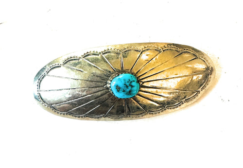 Old Pawn Navajo Turquoise & Sterling Hair Barrette