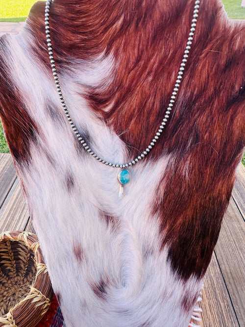 Handcrafted Turquoise & Sterling Silver Beaded Blossom Necklace
