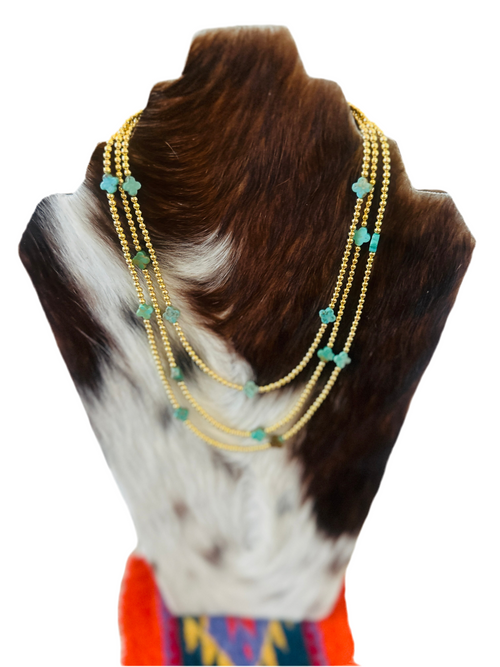 Navajo Gold Plated Sterling Silver & Turquoise Beaded Necklace